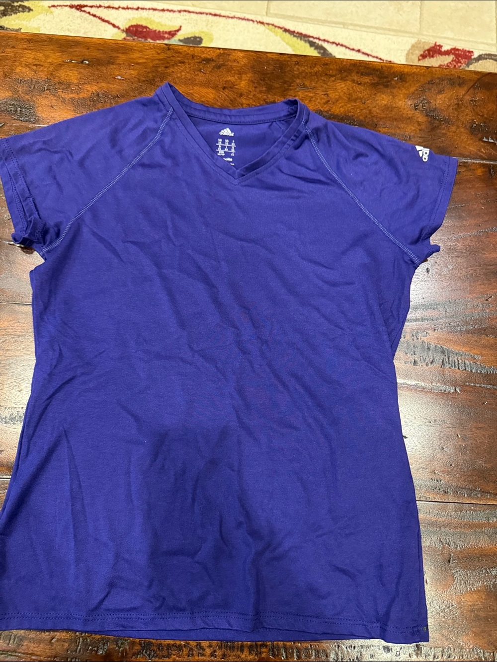 adidas Women’s Purple V-Neck Short Sleeve Athletic Tee